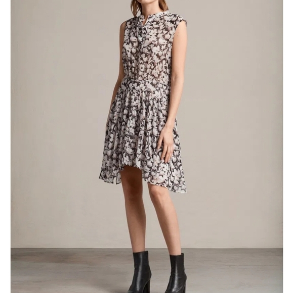 All Saints Dresses & Skirts - ALL SAINTS Victoria Magnolita Women's Floral Pink & Black Dress Size 0